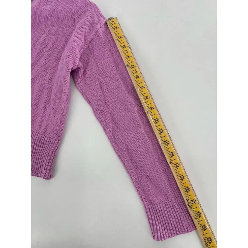 Abound Cardigan Sweater Womens Small Purple Buttons Knit 100% Cotton Stretch